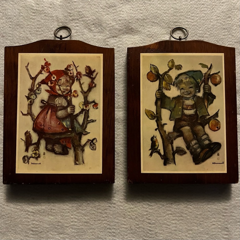 Vintage Hummel Pictures Manchester Wood Plaque Girl & Boy in Tree